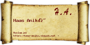 Haas Anikó névjegykártya